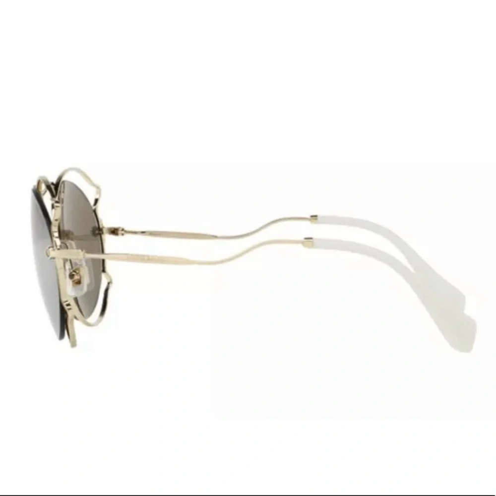 Designer NEW IN BOX - MIU MIU MU 50SS Round Wire Rim Designer Sunglasses, Gold